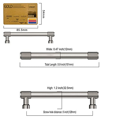 Amerdeco 10 Pack Brushed Satin Nickel Knurled Cabinet Pulls 5 Inch(128mm) Hole Center Kitchen Cabinet Handles Drawer Pulls Cabinet Hardware ZH0034 - color: Brushed Satin Nickel, size: 5"/128MM Hole Center