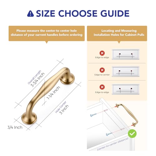 Ravinte Champagne Bronze Cabinet Handles Solid Pulls 3 Inch 10 Pack - color: Champagne Bronze, size: 3 inches Hole Center