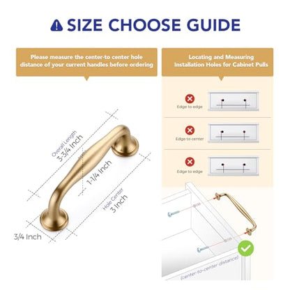 Ravinte Champagne Bronze Cabinet Handles Solid Pulls 3 Inch 10 Pack - color: Champagne Bronze, size: 3 inches Hole Center