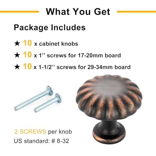 Oil Rubbed Bronze Cabinet Knobs Round Cabinet Pulls 10 Pack 2510 - color: Oil Rubbed Bronze, size: Single Hole