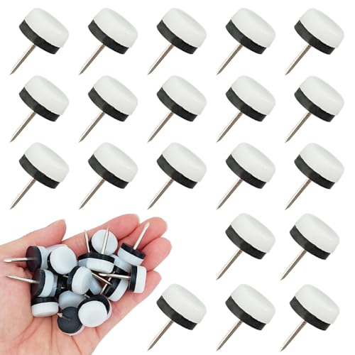 20pcs Nail on Furniture Glides 0.71 Inch (18mm) Diameter Double Thick Nylon White Chair Leg Floor Protectors Furniture Sliders Pads Table Foot Gliders for Hardwood Carpet and Tile Floors - size: 0.71 Inch (18mm)-White-20P