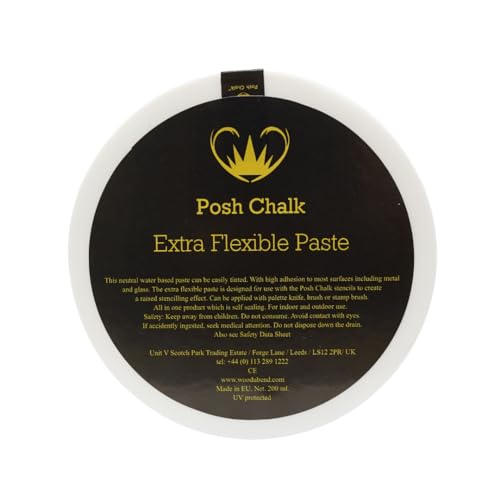 Posh Chalk PCP0600 Extra Flexible Paste 200ml - Add Dynamic + Bendable Texture - Uncolored Customizable - Canvas, Wood, Glass, Metal - DIY, Craft, Upcycling, Furniture