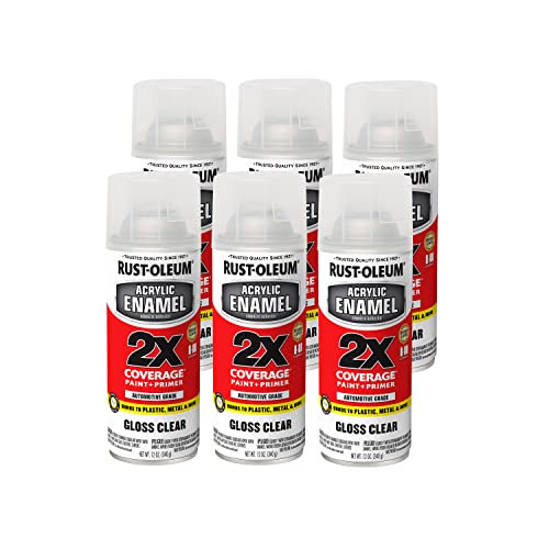 Rust-Oleum Acrylic Enamel 2X Spray Paint, Gloss Clear - color: Gloss Clear, size: 12 Ounce (Pack of 6)