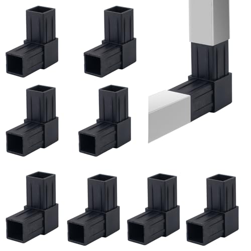 8 PCS 25mm Plastic Square Tube Connector, 2 Way L Shaped 90 Degree Elbow Clamp, Pipe Connectors for OD 25mm Square Tube, for Handrails, Shelf, Fence (Black) (L-2Way) - style: L-2Way
