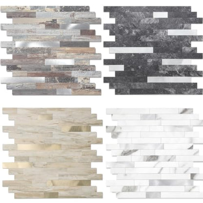Yipscazo Peel and Stick Stone Metal Backsplash, Stick on Tiles for Backsplash Kitchen (Brown Stone Rock, 5-Pack) - color: Brown Stone Rock