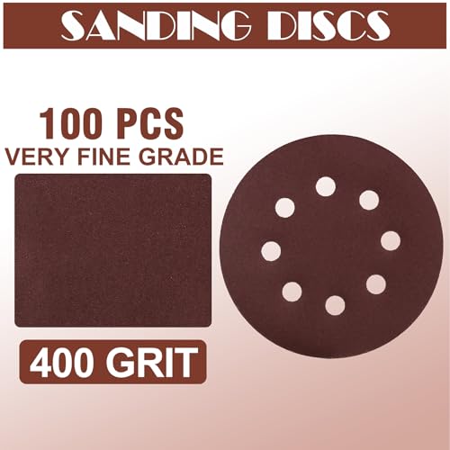 1500 Grit Sanding Discs Sandpaper, Jamiikury 5 Inch Orbital Sander Sandpaper Hook and Loop Sanding Pads Round Sand Paper - Pack of 100