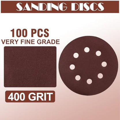 1500 Grit Sanding Discs Sandpaper, Jamiikury 5 Inch Orbital Sander Sandpaper Hook and Loop Sanding Pads Round Sand Paper - Pack of 100