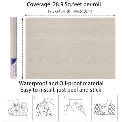Arthome Light Oak Wood Peel and Stick Wallpaper 16.5" x240" - color: Light Oak Wood, size: 16.5" x 240"