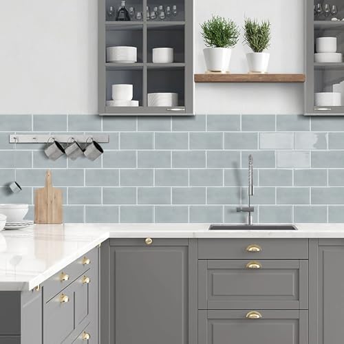 STICKGOO 10-Sheet Backsplash Peel and Stick Subway Tile(Thicker Design) - color: Gray