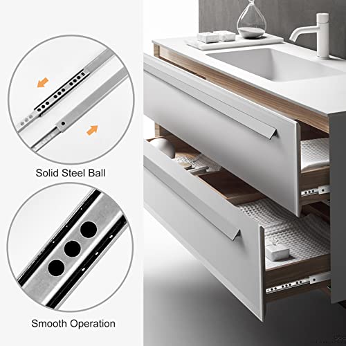 13.5 Inch Ball Bearing Drawer Slides - 2 Fold Metal Drawer Tracks - 4pcs - size: 13.5 Inch