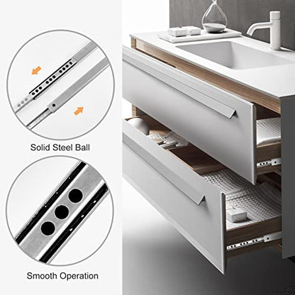 13.5 Inch Ball Bearing Drawer Slides - 2 Fold Metal Drawer Tracks - 4pcs - size: 13.5 Inch