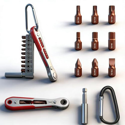 12pc Right Angle Ratchet Screwdriver 18mm Bits and Socket Set