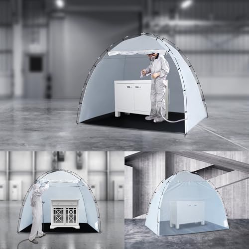 Siebwin 8x6x6ft Spray Paint Tent, Mesh Screen & Windproof Hooks, Gray - color: Gray, size: 8 ft x 6 ft x 6 ft