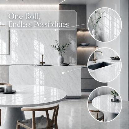 Very Berry Sticker Marble Contact Paper (White, 48" x 118", 1 Pack) - color: White, size: 48"W x 118"L
