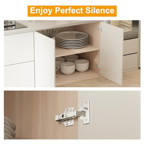 40Pcs Soft Close Full Overlay Cabinet Hinges with Clip-On Plate - color: Full Overlay, size: 40 Pieces