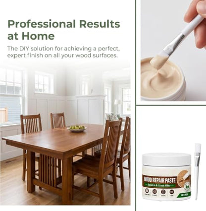 White Furniture Touch-Up Paste with Brush, Wood Filler Wall Repair Cream for Scratches, Fit Tables Cabinets Wooden Floors Walls