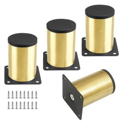 Gold Set of 4 Stainless Steel Furniture Legs 3 Inch/ 80 mm - size: 3 Inch
