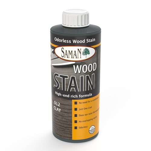 SamaN Interior Water Based Wood Stain - Natural Stain for Furniture, Moldings, Wood Paneling, Cabinets (Clay TEW-012-12, 12 oz)