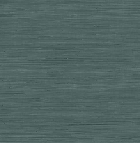 NuWallpaper x Society Social Peacock Classic Faux Grasscloth Peel & Stick Wallpaper, Teal - color: Teal