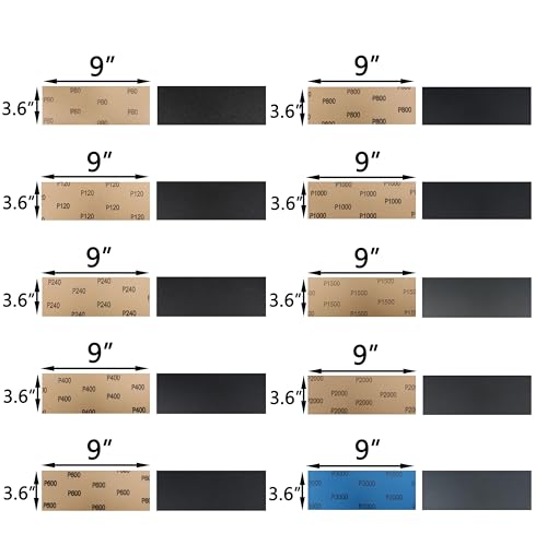 60 Pcs 9x3.6 Inch 10 Grit Mixed Packing Wet and Dry Sandpaper Sheets, Woodworking Furniture/Automobiles/Metal/Lacquer Polishing Sanding Sheets, 80/120/240/400/600/800/1000/1500/2000/3000 Grit - style: Mix 80-3000 Grit