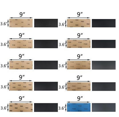 60 Pcs 9x3.6 Inch 10 Grit Mixed Packing Wet and Dry Sandpaper Sheets, Woodworking Furniture/Automobiles/Metal/Lacquer Polishing Sanding Sheets, 80/120/240/400/600/800/1000/1500/2000/3000 Grit - style: Mix 80-3000 Grit