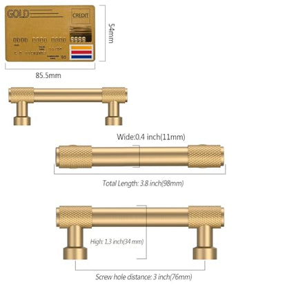 Amerdeco 10 Pack Champagne Bronze Knurled Cabinet Pulls 3 Inch(76mm) Hole Center Kitchen Cabinet Handles Drawer Pulls Cabinet Hardware ZH034 - color: Champagne Bronze, size: 3"/76MM Hole Center