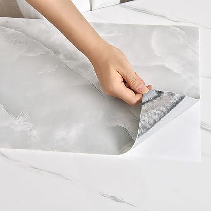 Haimin 3D Wall Panels Peel and Stick Marble Tile Look 10 Pack Waterproof - color: Light Gray-MNH