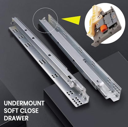 27 Inch Perform Max 6X Heavy Duty Undermount Soft Close Slides Pack of 2 Pair, Cold Rolled Steel with 3D Locking Device. 100 Pound Capacity, 6 Way Adjustable - size: 27 Inch