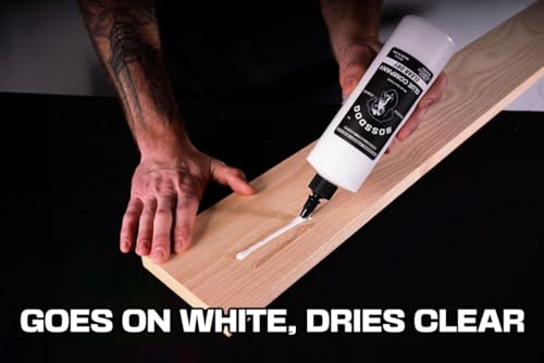 BOSSDOG Clear Dry Wood Glue, Strong Bond, Fast Drying, Cutting Board Safe, Dries Clear, Carpentry Projects, DIY Home Repair, Woodworking, Furniture Repair. Large Bottle, Made by a Maker, for Makers