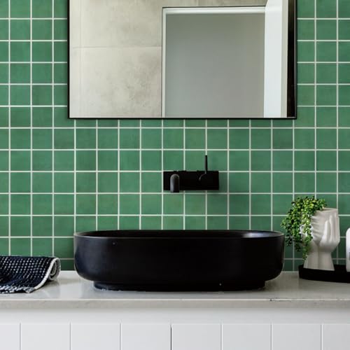 Commomy Matte 3D Peel and Stick Tile,10 Pcs 11.8"x11.8" Forest Green - color: Jungle Green