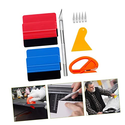 1Set Kit Vinyl Film Installation Tools for Window Tinting Ergonomic Design Durable Blades for DIY and Professional Use Includes Squeegees and Scrapers