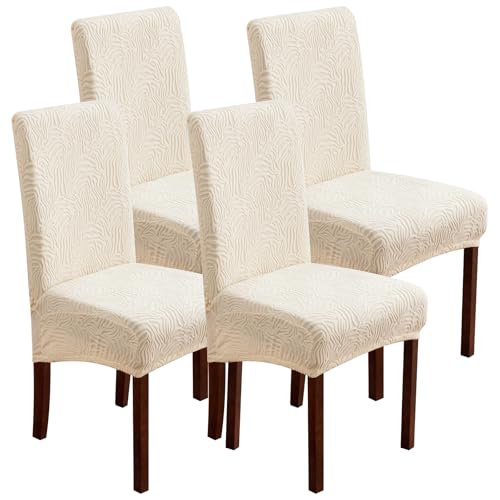 Dining Chair Covers Set of 4, Stretch Parsons Chair Slipcovers - color: Beige, size: 4 Pack