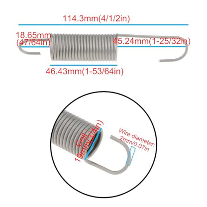 4Pcs 4-1/2inch Recliner Sofa Chair Mechanism Tension Spring Stainless Steel 114.3x19mm