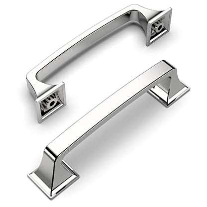 Amerdeco 10 Pack Polished Chrome 3-3/4 Inch(96mm) Hole Centers Kitchen Cabinet Pulls Hardware Kitchen Handles for Cabinets Cupboard Handles Drawer Pulls - color: Polished Chrome, size: 3.75" hole center