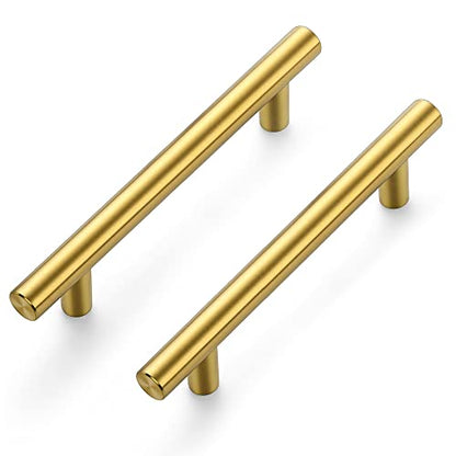 Ravinte Brushed Brass Cabinet Handles, 5 Pack Drawer Pulls, 3-1/2 in - size: 3-1/2 Inch Hole Centers