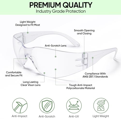TICONN Clear Safety Glasses for Men & Women, ANSI Z87.1 Safety Goggles - style: 24 Pairs