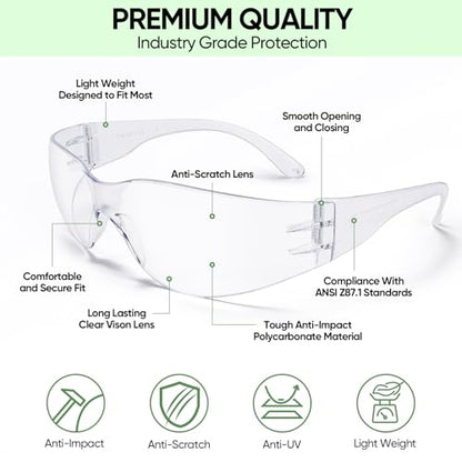 TICONN Clear Safety Glasses for Men & Women, ANSI Z87.1 Safety Goggles - style: 24 Pairs