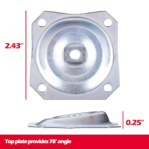 WADDELL Furniture Leg Mounting Bracket (4 Count, Angle Top Plate) | 18G Steel Quick Mount Table Leg Attachment Hardware w/ 78° Flare | DIY Home Projects Made Easy | Compatible w/ Bolt Hanger Legs - color: Angle Top Plate