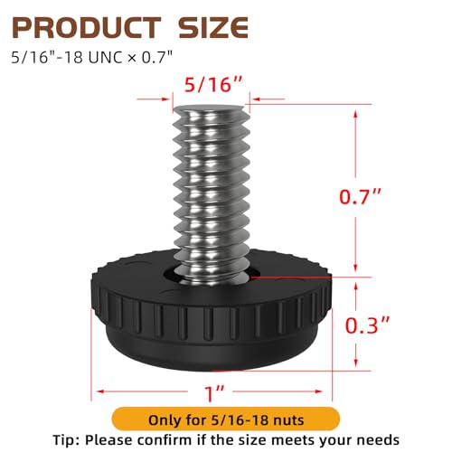 5/16 Thread Leveling Feet, 8 PCS Adjustable Furniture Leg Levelers - 304 Stainless Steel Screw-in Glide Levelers, 0.5" Height Adjustable for Tables, Chairs, Cabinets & Furniture Legs - color: 8 Pack