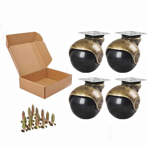 ENYKE Ball Caster Wheels, 2-inch Casters for Furniture, Swivel Furniture Wheels Set of 4 360lbs, Antique Brass Top Plate Castors, Ottoman, Wheelchair, Not for Small Chair Legs - color: Bronze, size: 2 in