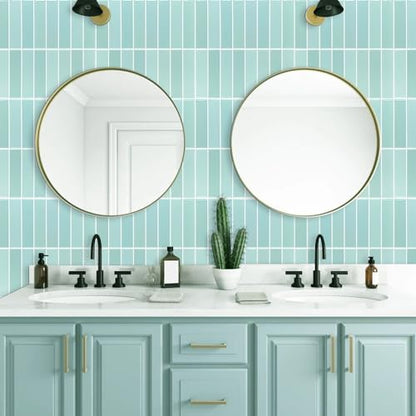 Alwayspon 10 Sheets 3D Peel and Stick PVC Backsplash Tiles, 10"x10" Self-Adhesive Wall Tile Stickers Stick on Subway Tiles for Kitchen Bathroom, Mint Green - color: T80559