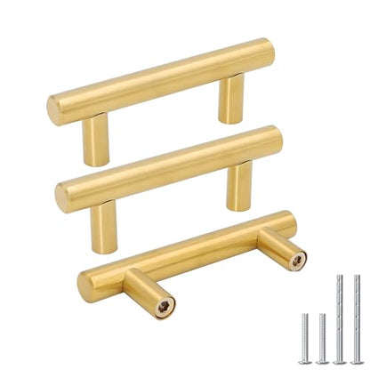 Goldenwarm 20 Pack 2-1/2" Gold Cabinet Handles Brushed Gold Cabinet Pulls - color: Gold, size: 2-1/2 Inch Hole Centers