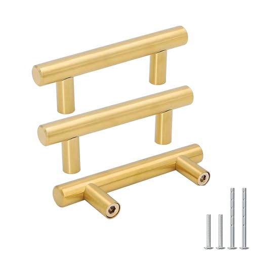 Goldenwarm 20 Pack 2-1/2" Gold Cabinet Handles Brushed Gold Cabinet Pulls - color: Gold, size: 2-1/2 Inch Hole Centers