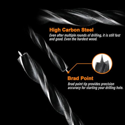 Brad Point Drill Bit Set 12Pcs (1/8" - 1/2")