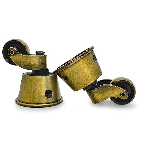 Swivel Caster Wheels Cup Type Solid Brass Castor for High Load Capacity Furniture, Universal Wheel Castors for Armchairs Sofas Beds, Antique Polished,φ1.77 / 45mm 2 PCS Brown - style: Brown * Outer Cup Dia. 1.77"(45mm) x 2 PCS