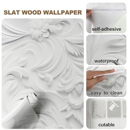 Peel and Stick Wallpaper White Gray Scroll Floral Modern - color: White&Light Gray, size: 17.7" x 78.7"