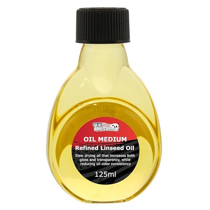 U.S. Art Supply Refined Linseed Oil, 125ml (4.2 oz) Fluid Medium - size: 4.23 Fl Oz (Pack of 1)