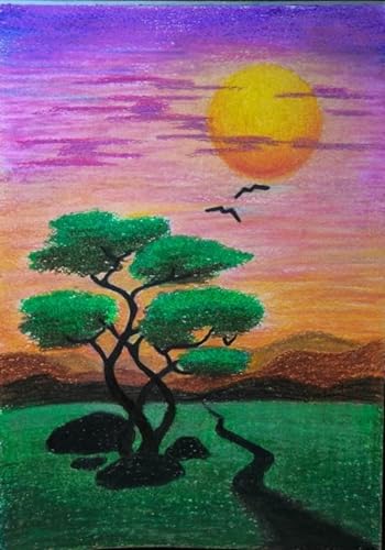 TIAMECH A4 Reusable Night Scene Stencil for Painting - style: Moon Road