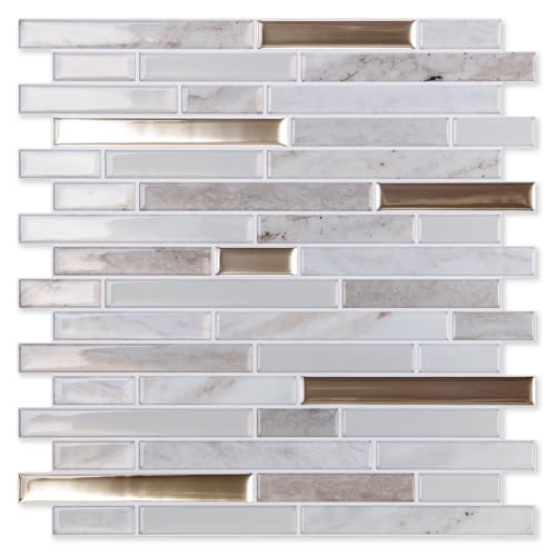 LONGKING 10-Sheet Extra Thick Peel and Stick Backsplash Tiles, Waterproof Kitchen Backsplash Peel and Stick Tile, Self-Adhesive Backsplash for Kitchen, Khaki - color: Khaki