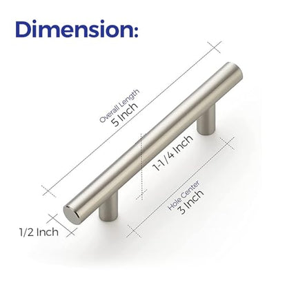 Ravinte Cabinet Handles,5" Length,3" Hole Center,Brushed Nickel,30 Pack - color: Satin Nickel